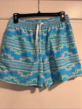 Chubbies Blue Aqua Geometric Swim Shorts